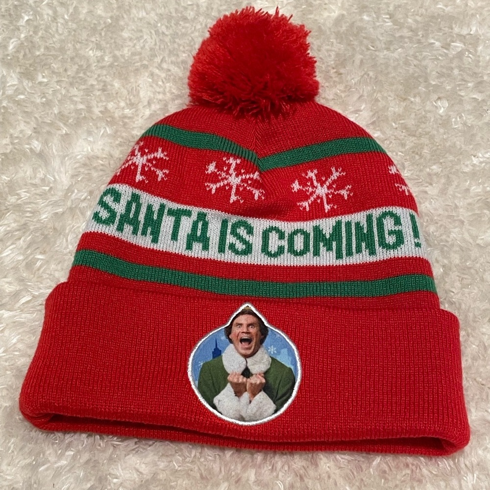 Elf Beanie Santa Is Coming Christmas Unisex Will Ferrell North Pole Winter